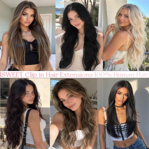 Red Clip-In Hair Extensions 12 Inch 80g Real Human Hair 7Pcs Soft & Natural
