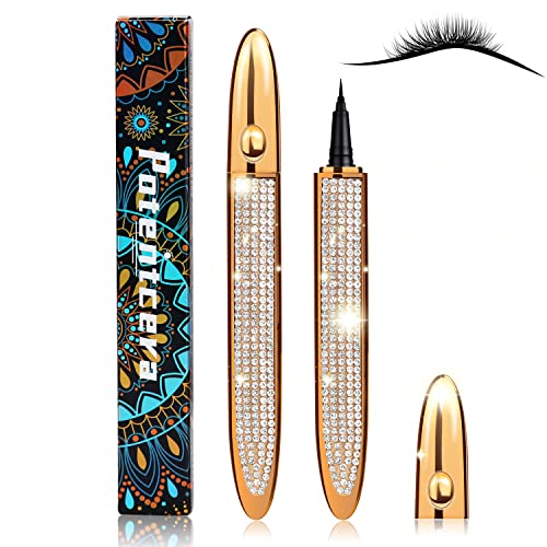 Liquid Eyeliner Pen Waterproof, Magic Self-adhesive Long-Lasting Eyelash Glue Pen, Magnetic Eyeliner, No Blooming Quick Drying Magnetic Eye Liner (Gold Black 1 PCS)