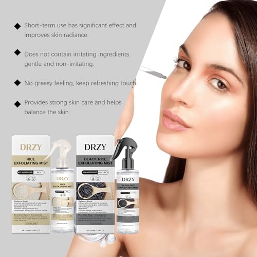 Rice & Black Rice Exfoliating Mist Set ? Dual Hydrating Skin Rejuvenation Mists with Rice Bran Water, Niacinamide & Hyaluronic Acid, Face & Body Care Duo(Rice & Black Rice)