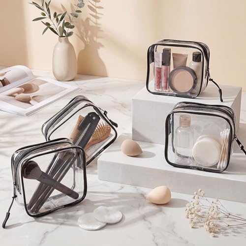 12 Pack Clear Cosmetic Makeup Bags with Zipper TSA Approved Waterproof Organizer