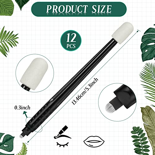 Disposable Microblading Pen Kit with Pigment Sponge - 12 Pcs Professional Eyebrow Tool