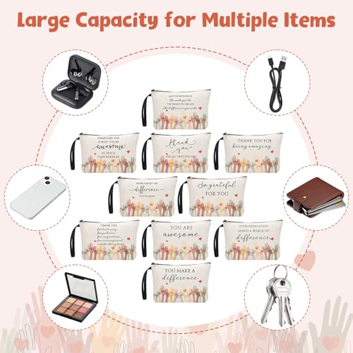 20 Pcs Inspirational Makeup Bags for Women - Appreciation Gift Bulk - Volunteer & Teacher Appreciation
