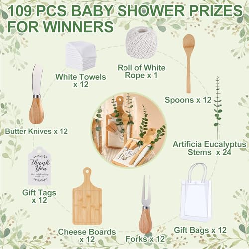 Bamboo Baby Shower Prizes Gift Set 12-White for Game Winners & Guests