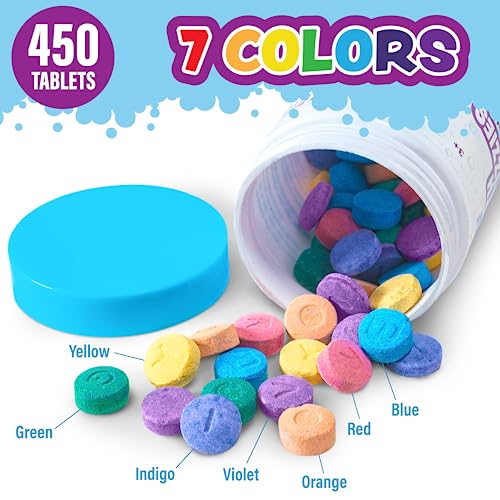 Kids Bath Color Tablets - 150 Count, Nontoxic & Fragrance-Free, 7 Bright Colors for Fun & Creative Bath Time