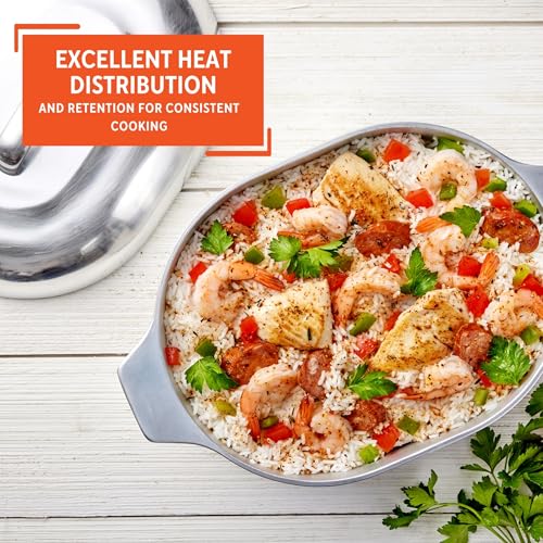 11 Inch Cajun Cast Aluminum Oval Roaster with Lid for Vegetables - Durable & Versatile Cookware
