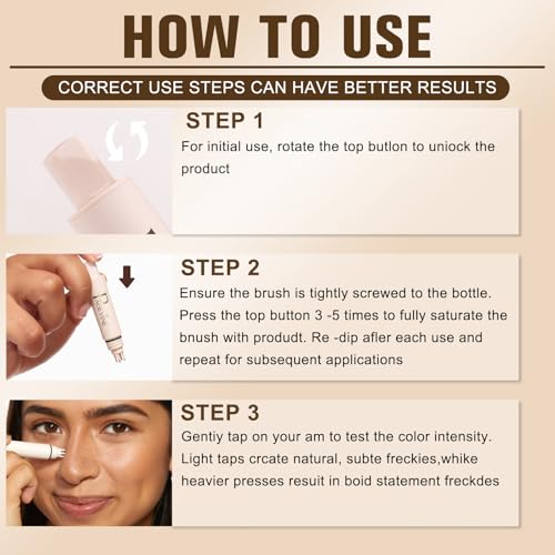 Freckle Stamp - Freckle Pen, Waterproof, Long-Lasting Fake Freckles Stain Marker Pencil Tool for Natural Lifelike Sunkissed Face Freckle Makeup, Quick Dry 5-Point Faux Freckle Stamp Cushion (Medium)