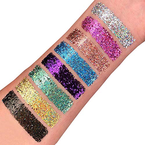 Holographic Glitter Shakers by Moon Glitter ? 100% Cosmetic Glitter for Face, Body, Nails, Hair and Lips - 0.17oz - Set of 8 colours