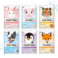 Epielle Character Face Mask Fuzzy Friends 6 Pack, Fun & Effective Korean Skin Care, Spa Party Favors, Stocking Stuffers, Birthday Gifts for Women, Self Care Gifts