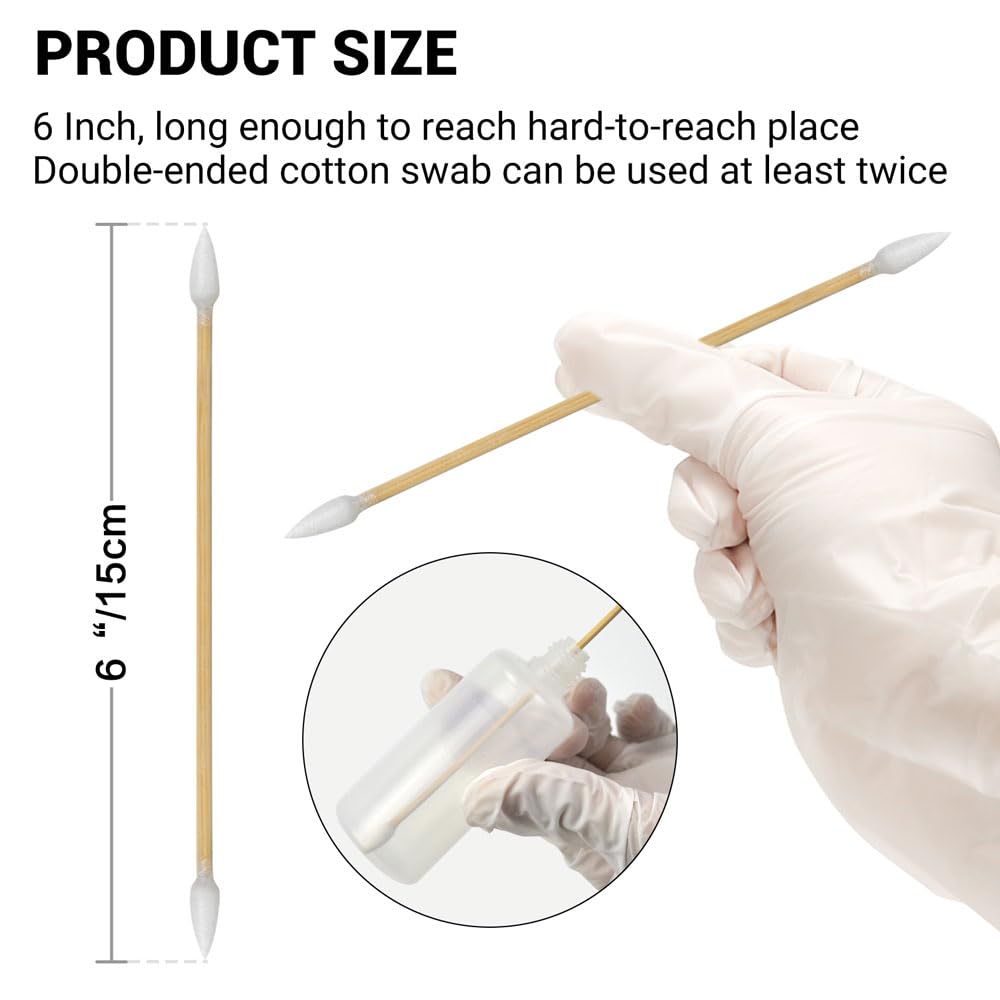 6" Gun Cleaning Swabs Double Ended, Pointed Tipped on Bamboo Sticks - Highly Absorbent, Lint Free Gun Cleaning Supplies Swabs, 900PCS