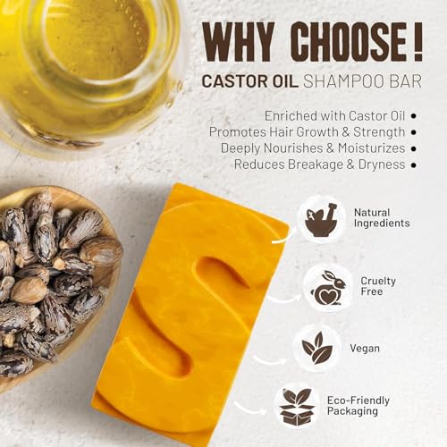 Herbishh Rice Water Conditioner & Castor Oil Shampoo Bar Set - Nourishing Hair Care for Dry and Damaged Hair - Vegan, Sulfate-Free, 2 x 3.53 oz