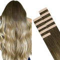 Hotbanana Hair Extensions Tape in Ombré Walnut to Ash Brown 18 Inch 10 pcs #3/8/613