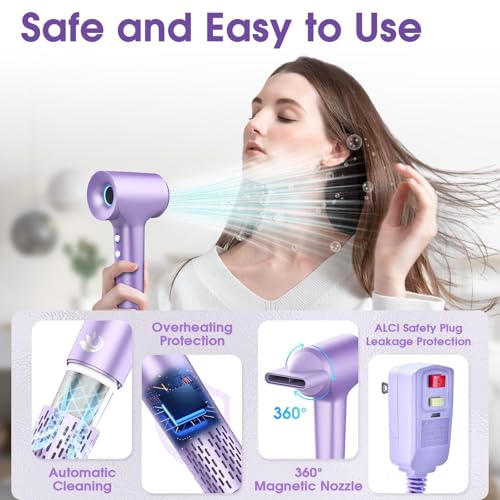 Purple High-Speed Brushless Hair Dryer 110,000 RPM for Fast Drying & Shine