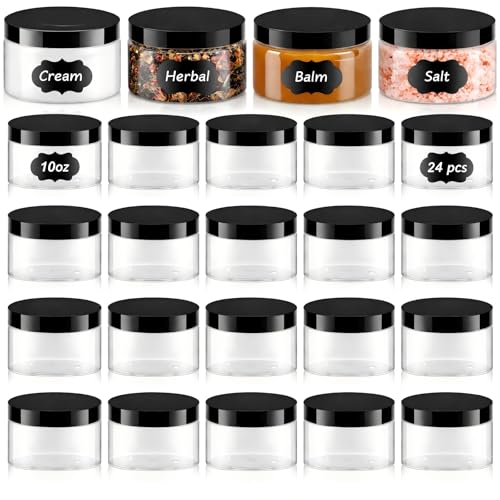10 oz Clear PET Jar with Black Lid and Label - Leakproof Storage, Versatile for DIY & Kitchen