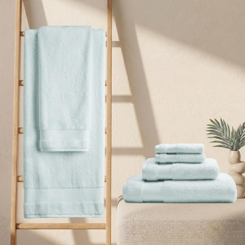 Organic Cotton Towel Set - 6 Pieces Seafoam, 700 GSM Plush & Absorbent