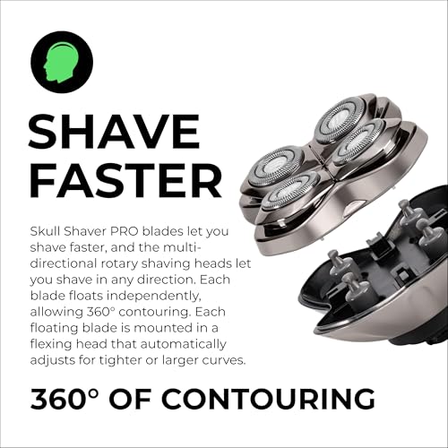 Skull Shaver Forte PRO 4 Rotary Razor Blade Replacement - Wet & Dry Shaving Compatible