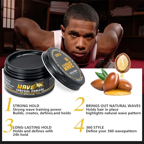 Goiple Men Wave Pomade - Strong Hold Hair Cream for Waves, Shine & Moisture