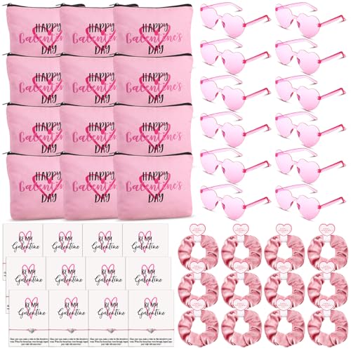 Galentine's Day Gift Set 60-Piece with Makeup Bags, Bracelets, Sunglasses & Greeting Cards