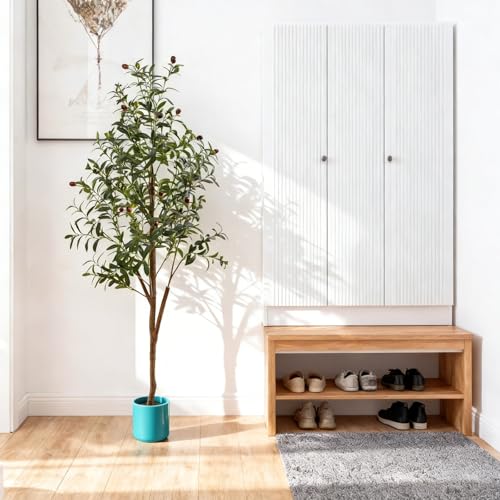 AzureLeap 5FT Artificial Olive Tree with Moss & Basket – Realistic Indoor Olive Silk Tree for Home & Office