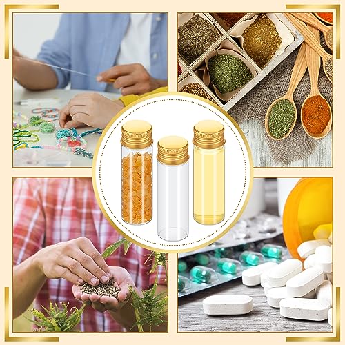 Tiny Glass Jars with Lids - 15ml Gold Cap, Set of 100