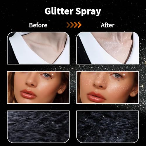 Glitter Spray for Hair and Body, Body Glitter Hairspray for Clothes, Music Festival Face Glitter for Women