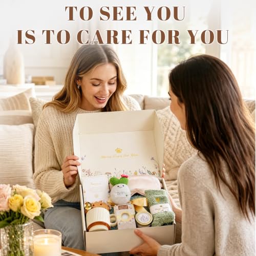 Get Well Gifts for Women - Care Package with Ivory Boho Throw & Spa Set - Beige