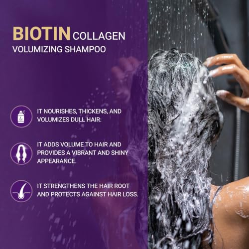 Bioxcin Collagen & Biotin Volumizing Shampoo for Hair Loss - 3 Pack, 300ML