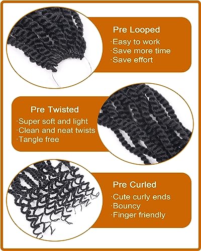 Wavy Senegalese Twist Crochet Hair 24 Inch - 8 Packs Pre Looped for Black Women Variation of 1B / 24 Inch