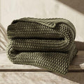 EverGrace Organic Cotton Chunky Knit Throw Blanket 50x60 Olive Green