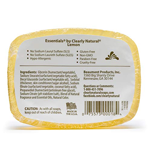 Clearly Glycerin Bar Soap with Lemon Scent - 4 Ounce Pack of 12