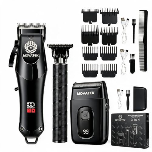Cordless Hair Clippers for Men with LED Display, Trimmer Set, Professional & Home Use