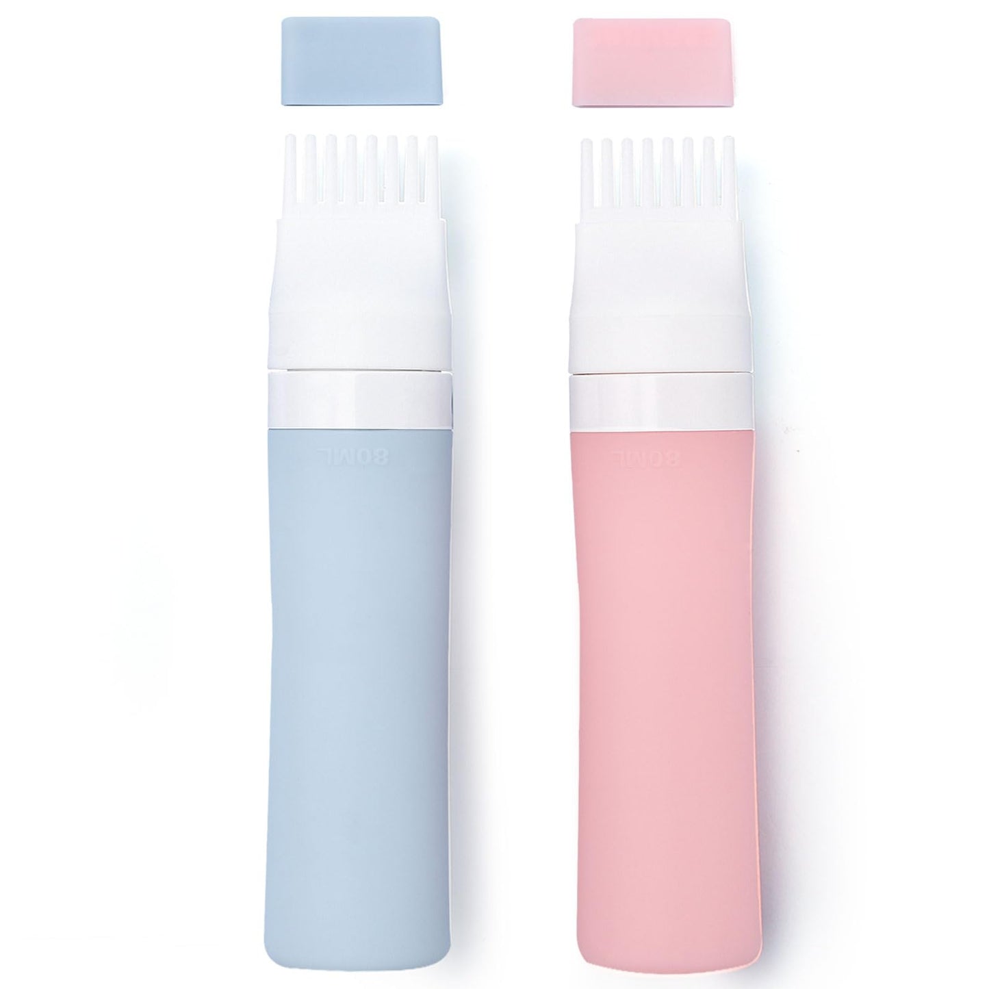 Lapfoon 2 Packs Silicone Hair Oil Applicator, 2.7 Ounce Root Comb Applicator Bottle for Hair Dye, Hair Dye Comb Brush, Scalp Oil Applicator Bottle