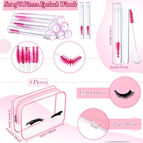 Remerry 40 Pcs Lash Shampoo Brushes Set Eyelash Aftercare Bag Disposable Mascara Tubes Foam Pump Bottle Extension Aftercare Instructions Card Eyelash Accessories for Women Mother (Clear Bag Style)