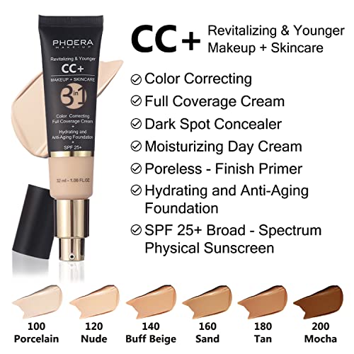 Hilareco Air Cushion CC Cream Foundation Set 0.17oz x6 SPF Color Correcting Hydrating Primer - #03 Warm Nude + #120 Nude