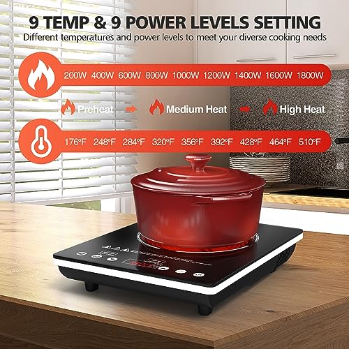 Ceramic Hot Plate 1800W Portable Electric Cooktop - 110V Single Burner