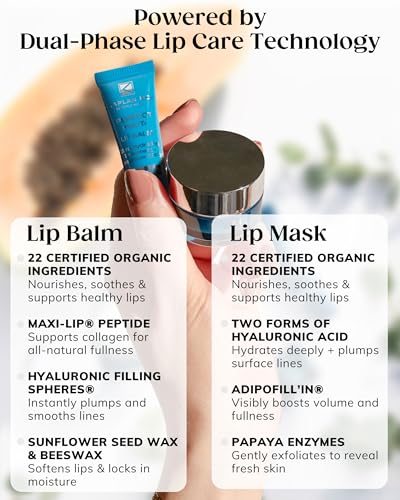 KAPLAN MD Pink Peony Lip Mask & Balm Duo - Hydrating, Plumping, SPF 30