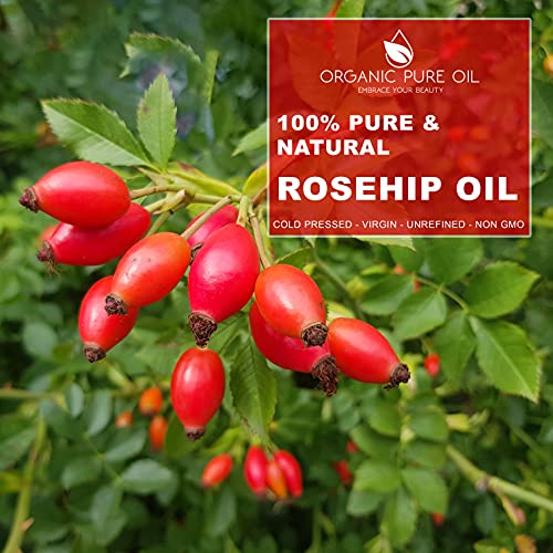 Rosehip Oil 8 oz - Organic Cold-Pressed Unrefined Vegan Skin & Hair Treatment