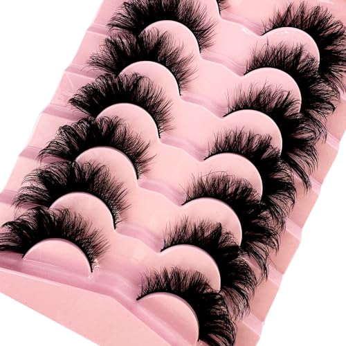 HBZGTLAD 3d Fluffy Mink Lashes Eyelashes Thick Long Faux Mink Eyelashes Long Lasting Dramatic Cat Eye Lashes 5D Volume lashes Extension (015)