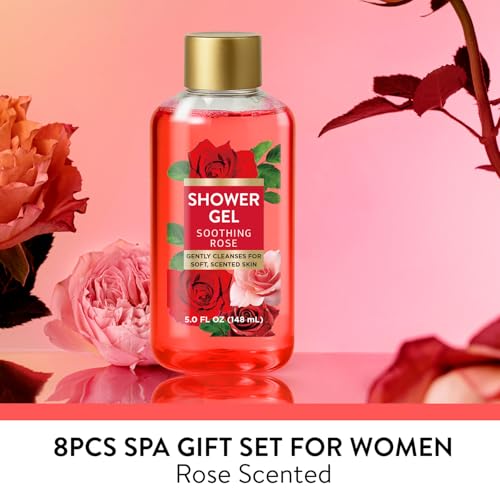 Spa Luxetique Gifts for Women 8pcs of Romantic Luxury Rose Gift Set for Women Bath and Body Works Gift Set Spa Gift for Womens Birthday Gift for Womens Mom Wife Girlfriend Mothers Day Gifts