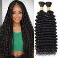 MAKAMAKA 100g 16 Inch Deep Wave Braiding Hair #1B Boho Virgin Human Hair