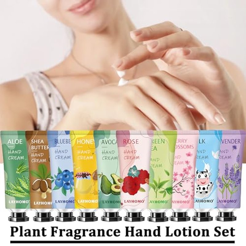 10 Pack Hand Cream Skincare Gift Set, Womens Gifts for Christmas, Teen Stocking Stuffers Girls,Christmas Gifts,Natural Plant Fragrance Hand Lotion for Dry Cracked Hands With Vitamin E,Mini Lotion Bulk