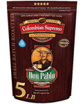 Cafe Don Pablo 5 lb Colombian Supremo Whole Bean Arabica Coffee Medium-Dark Roast Low Acidity