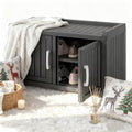 Outdoor Waterproof Shoe Storage Bench - Double Door, Midnight Black