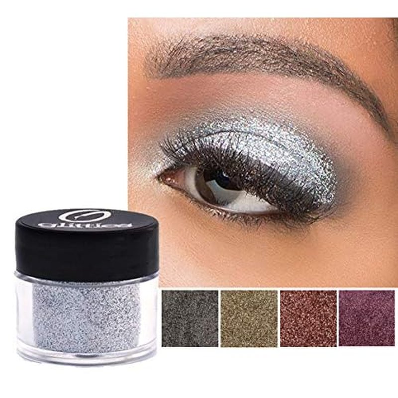 GLITTIES - Brilliant Silver - Cosmetic Grade Extra Fine (.006") Loose Glitter Powder Safe for Skin! Perfect for Makeup, Body Tattoos, Face, Hair, Lips, Soap, Lotion, Nail Art - (30 Gram Jar)