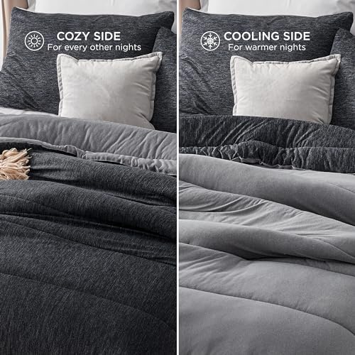 Bedsure King Size Reversible Comforter Set - Charcoal Black All-Season Bedding