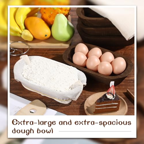 Nuogo Brown Wooden Dough Bowls Set 20 Pcs Rustic Hand Carved Kitchen Decor