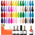 Nude Gel Nail Polish Set 28 Colors Glitter 32pcs - Rainbow Variation