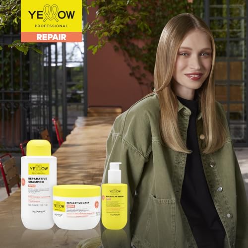 Alfaparf Milano Yellow Professional Repair Reparative Conditioner for Damaged Hair - Powered By Bond Complex & Cacao Butter - Designed For Elastic Strength (16.9 fl oz / 500ml)