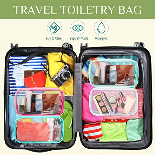Colorful Clear Makeup Bags Set - 9 Pcs Nylon Cosmetic Organizer Pouches