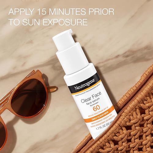 Neutrogena Clear Face Serum Sunscreen SPF 60 with Green Tea Pack of 2 - Lightweight UVA/UVB Protection