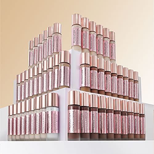 Revolution Beauty London, Conceal & Define Foundation, Full Coverage, Long-Lasting Matte Finish, Vegan & Cruelty-Free, F9 Medium Skin Tones, 0.8 fl oz